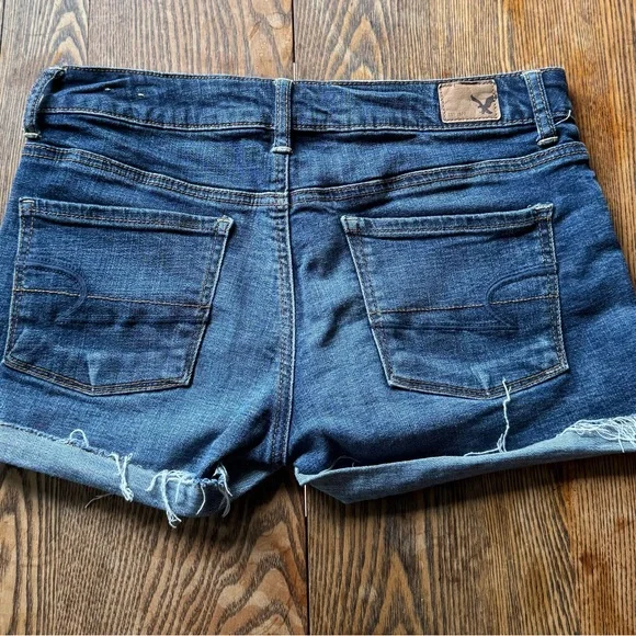 American Eagle Outfitters Blue Jean Shorts Distressed Cutoff - Picture 2 of 6